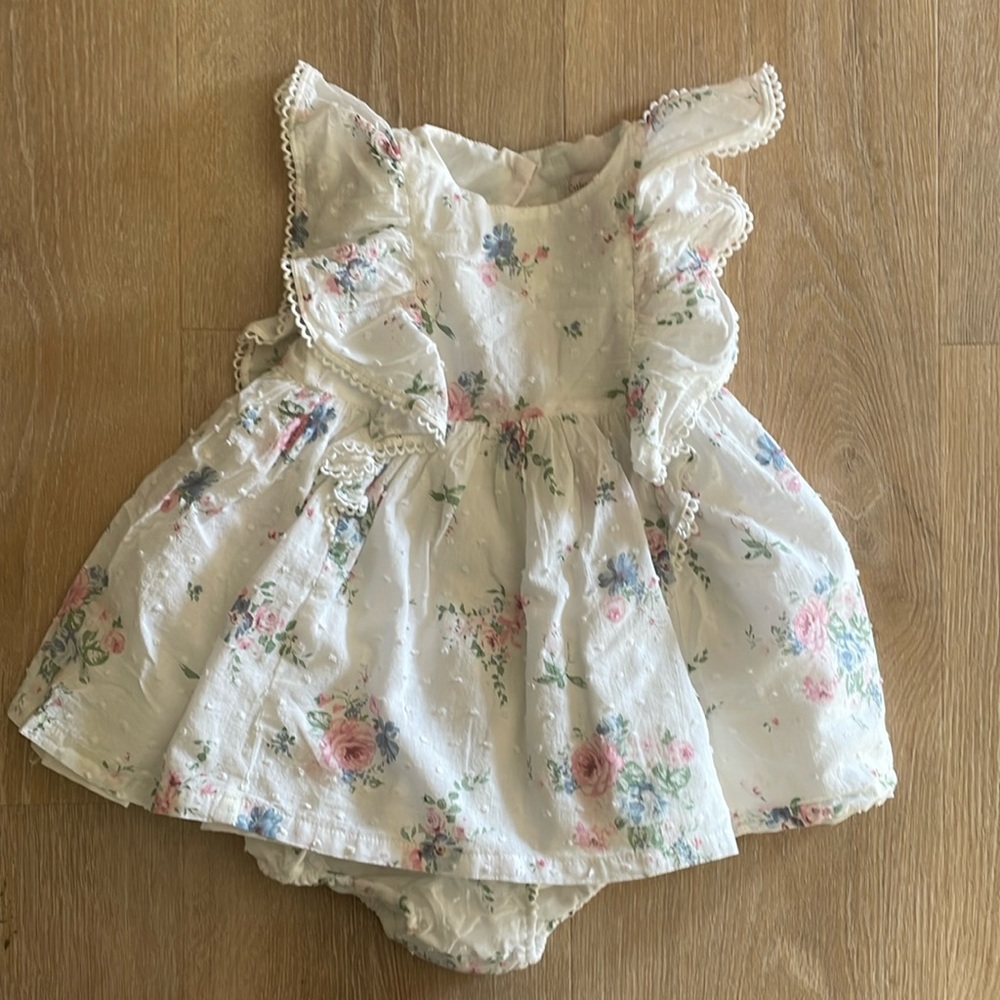 Swiss dot floral dress
